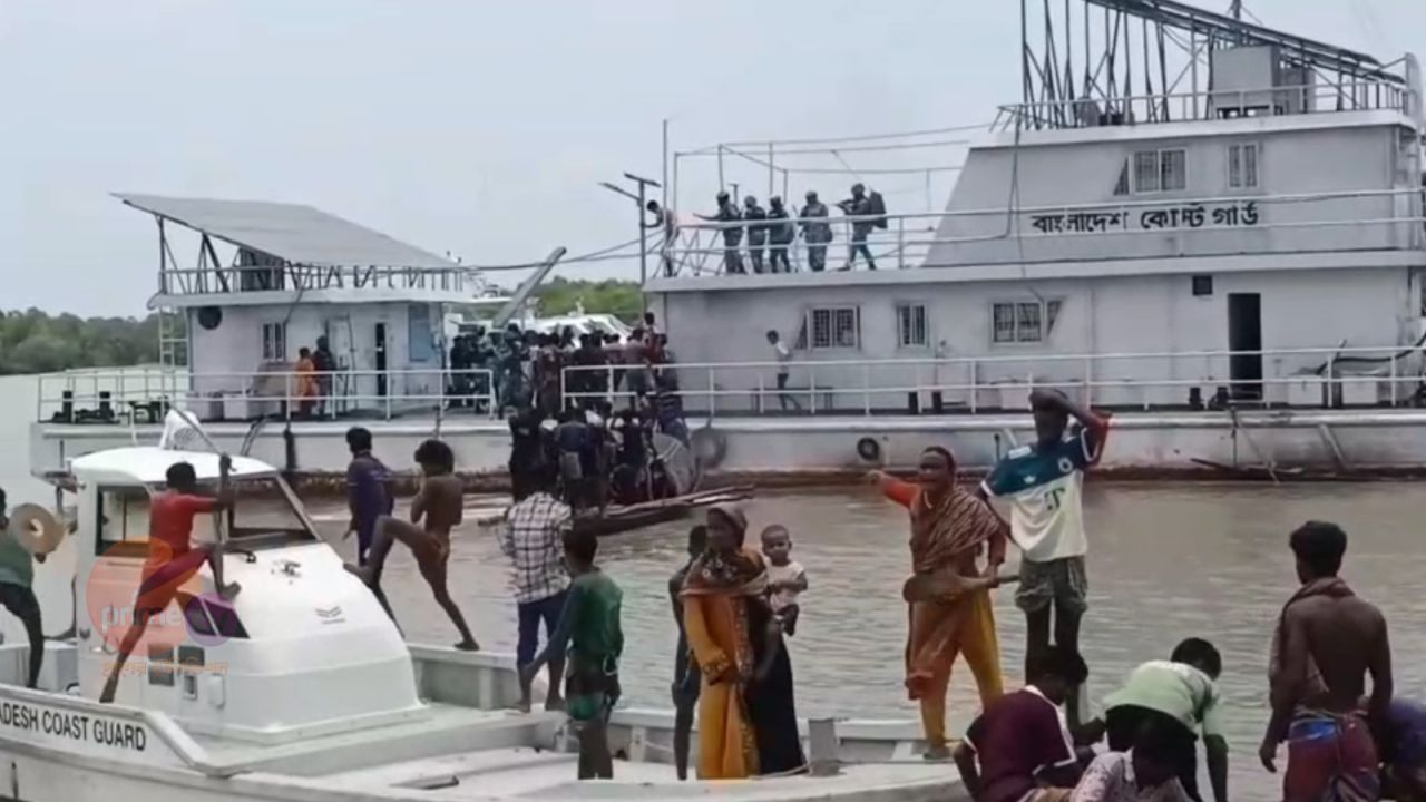 বাগেরহাটের মোংলায় বাংলাদেশ কোস্ট গার্ড স্টেশনে দুর্বৃত্তদের হামলা ও ভাঙচুর।