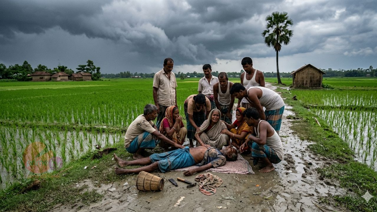 মোল্লাহাটে বজ্রপাতে এক কৃষকের মৃত্যু।