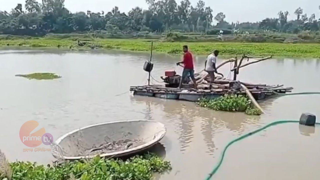 শিবগঞ্জের অবৈধ বালু উত্তোলনের পয়েন্ট গুড়িয়ে দিলো প্রশাসন
